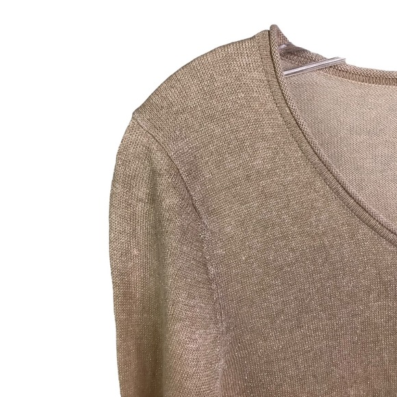 Lilly Pulitzer Women's Long Cardigan Sweater Metallic‎ Beige Button-Up Linen XS - Picture 4 of 10